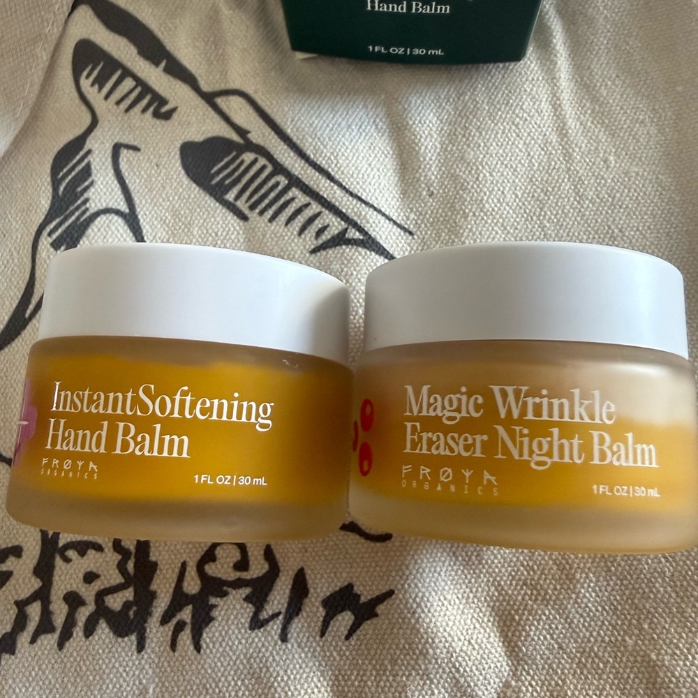 Froya organics, miracle, skin cream, and hand cream set of two with tote bag NWT